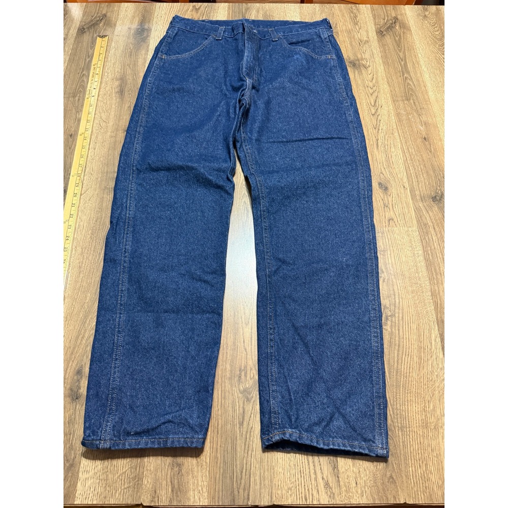Rustler Jeans Mens Size 36 Blue Denim Straight Leg Workwear Dungarees Carpenter